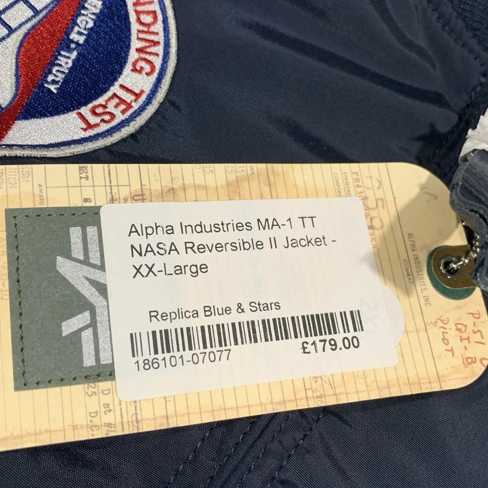 NEW Alpha Industries REVERSIBLE II MA-1 TT NASA Jacket Stars - Size XXL/2XL